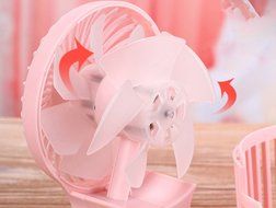 ONEONEY Portable Rechargeable Electric Personal Fans USB Powered 2-modes Speed Adjustable Double Blades Mini Desktop... N19