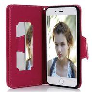 Badalink iPhone 7 Wallet Case (4.7") 9 Card Slots Plastic Mirror Flip Stand Case Embossed Flower Girl PU Leather... N54