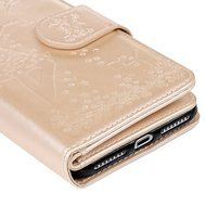 Badalink iPhone 7 Wallet Case (4.7") 9 Card Slots Plastic Mirror Flip Stand Case Embossed Flower Girl PU Leather... N56