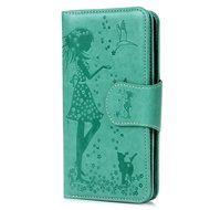 Badalink iPhone 7 Wallet Case (4.7") 9 Card Slots Plastic Mirror Flip Stand Case Embossed Flower Girl PU Leather... N58