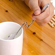 HSE 5 Pcs Stainless Steel Spoon Bending Hanging Cup Stainless Steel Coffee Spoon Bent Suspension Jam Spoon