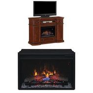 Complete Set Montgomery Media Mantel in Vintage Cherry with 26" Infrared Spectrafire Plus Insert with Safer Plug