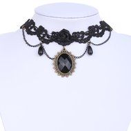 Black Lace Choker Victorian Gothic Collar Necklace Pendant Jewelry N8