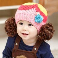 KAKA(TM) Babys Girls Boys Lovely Hat Winter Warm Knit With Cute Wig Beanie Cap N10