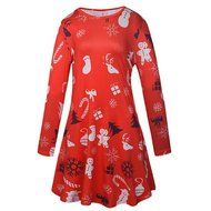 Xmas Print Dress,Morecome Women Christmas Long Sleeve Flared Party Dresses (M, Red)