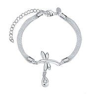 Hot 925 Sterling SIlver Plated Women Dragonfly Swarovski Bracelet Bangle Jewelry N4