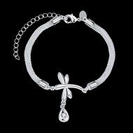 Hot 925 Sterling SIlver Plated Women Dragonfly Swarovski Bracelet Bangle Jewelry N5