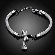 Hot 925 Sterling SIlver Plated Women Dragonfly Swarovski Bracelet Bangle Jewelry N6