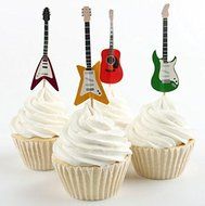 Guitars Assorted Cupcake Picks - Set of 12