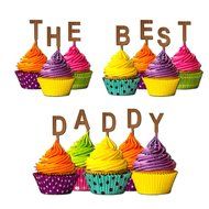 The Best Daddy Cupcake Topper Party Favors Birthday Anniversary Fathers day Solid purple N2