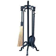 Uniflame 5 Piece Antique Gold Fireset with Ball Handles