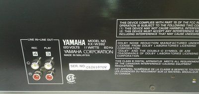 Yamaha KX-W392 Recordable Auto Reverse Dual Cassette Tape Deck with Complete with AV Cables and Online Instruction... N5