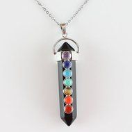 Natural Hexagonal Prism Beads Chakra Healing Gemstone Pendant Chain Necklace New N2