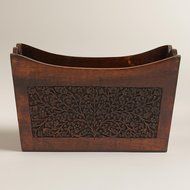 Carved Wood Magazine Holder10&quot;W x 3.25&quot;D x 10.75&quot;H