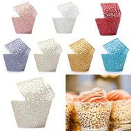 Leegoal 12pcs Muffin Case Cupcake Papper Cup Liner Birthday Wedding Cake Wrapper (Gold)