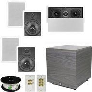 Theater Solutions 5.1 Home Theater 8" In Wall Speaker Set with Center, 12" Powered Sub and More TS80WL51SET6