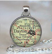Dayton, Ohio map pendant, Dayton map necklace, Dayton necklace, Dayton pendant, map jewelry Dayton keychain key...