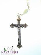 Mother of Pearl Rosary Cross with Mary Medal and Holy Soil From Jerusalem N2