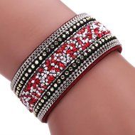 AutumnFall&reg; Women Bohemian Crystal Cowhide Bracelets Wrist Chains (Gray) N8