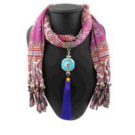 AutumnFall Women Girl Pendant Scarf With Tassel Rhinestone Necklace Scarves (U) N27