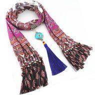 AutumnFall Women Girl Pendant Scarf With Tassel Rhinestone Necklace Scarves (U) N28