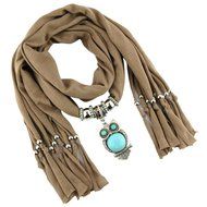 AutumnFall Women Girl Pendant Scarf With Tassel Rhinestone Necklace Scarves (U) N32