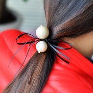 KAKA(TM) Women Girl Fashion Elegance Pink Rose Pearl Decorate Stretchy Hair Rope Band Accessories N11