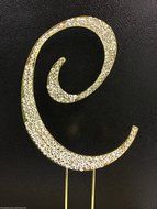 Crystal Rhinestone Covered Gold Monogram Wedding Cake Topper Letter C