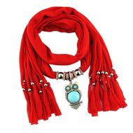 AutumnFall Women Girl Pendant Scarf With Tassel Rhinestone Necklace Scarves (U) N33
