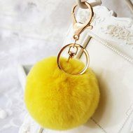 AutumnFall&reg; Imitate Rabbit Fur Ball Pearl Car Keychain Handbag Key Ring (Purple) N7