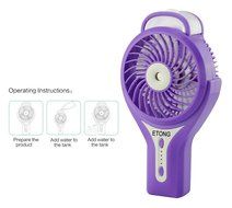 ETONG Portable Handheld USB Misting Fan Personal Cooling Mist Humidifier Rechargeable Mini Water Spray Cooling... N14