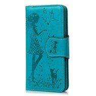 Badalink iPhone 7 Wallet Case (4.7") 9 Card Slots Plastic Mirror Flip Stand Case Embossed Flower Girl PU Leather... N62
