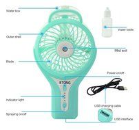 ETONG Portable Handheld USB Misting Fan Personal Cooling Mist Humidifier Rechargeable Mini Water Spray Cooling... N17