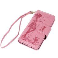 Badalink iPhone 7 Wallet Case (4.7") 9 Card Slots Plastic Mirror Flip Stand Case Embossed Flower Girl PU Leather... N69