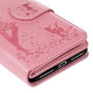 Badalink iPhone 7 Wallet Case (4.7") 9 Card Slots Plastic Mirror Flip Stand Case Embossed Flower Girl PU Leather... N70