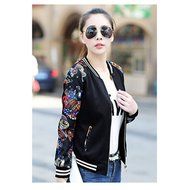 KAKA(TM) Girl Women Spring Autumn Coat Long Sleeve Casual Blouses Phoenix Pattern Black XL N3