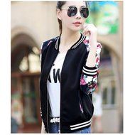 KAKA(TM) Girl Women Spring Autumn Coat Long Sleeve Casual Blouses Phoenix Pattern Black XL N4