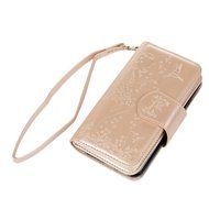 Badalink iPhone 7 Wallet Case (4.7") 9 Card Slots Plastic Mirror Flip Stand Case Embossed Flower Girl PU Leather... N76