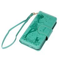 Badalink iPhone 7 Wallet Case (4.7") 9 Card Slots Plastic Mirror Flip Stand Case Embossed Flower Girl PU Leather... N80