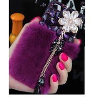 Spritech(TM) Bling Clear Phone Case For Iphone 7 Plus 5.5inch,3D Handmade Crystal Fox Pink Fur Accessary Design... N3