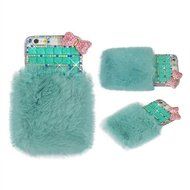 Spritech(TM) Bling Clear Phone Case For Iphone 7 Plus 5.5inch,3D Handmade Crystal Fox Pink Fur Accessary Design... N4