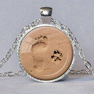 Fashion Lover Gift Charm Dog Paw Print Footprint Pendant Necklace Jewelry (Silver) N5