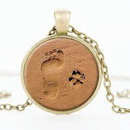 Fashion Lover Gift Charm Dog Paw Print Footprint Pendant Necklace Jewelry (Silver) N6