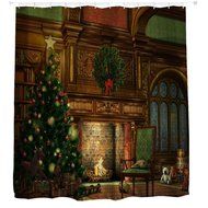 AutumnFall Winter Holiday Snowman Christmas Fabric Shower Curtain Digital Decor with Hooks (180cm180cm, F) N13