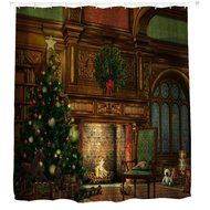 AutumnFall Winter Holiday Snowman Christmas Fabric Shower Curtain Digital Decor with Hooks (180cm180cm, F) N16