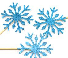 PuTwo 20 Counts Wedding Cake Decorating Frozen Cupcake Toppers Toothpicks, Sliver/Blue/Snow N9