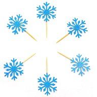 PuTwo 20 Counts Wedding Cake Decorating Frozen Cupcake Toppers Toothpicks, Sliver/Blue/Snow N10