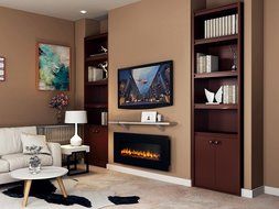 PuraFlame 50" Serena Wall Mounted Flat Panel Electric Fireplace with Remote Control, 1500W, Black N5