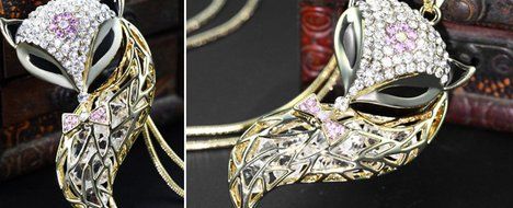 2016 New Style Women Fashion Fox Long Sweater Chain (Platinum) N4