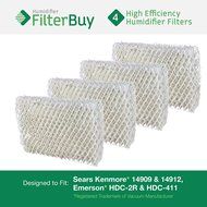 Emerson HDC-2R &amp; HDC-411, Sears Kenmore 14909 &amp; 14912 Humidifier Wick Filter. Designed by FilterBuy. Pack of 4...